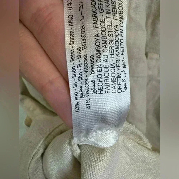 Zara Women's Linen Viscose Blend Short Sleeve Button Up Beige Romper Size M - Picture 7 of 7